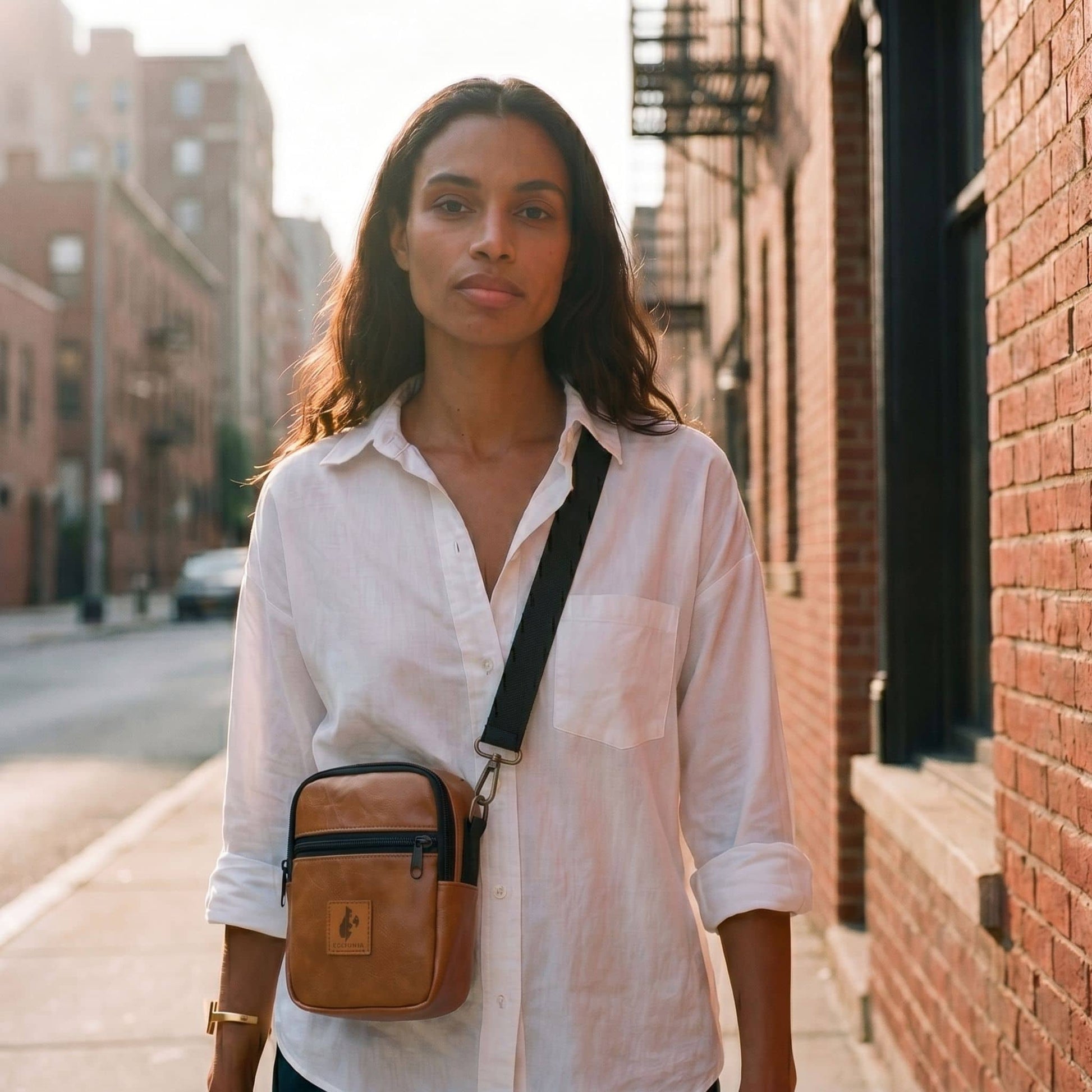 Rozi Vegan Leather Crossbody Bag 1L #color_brown