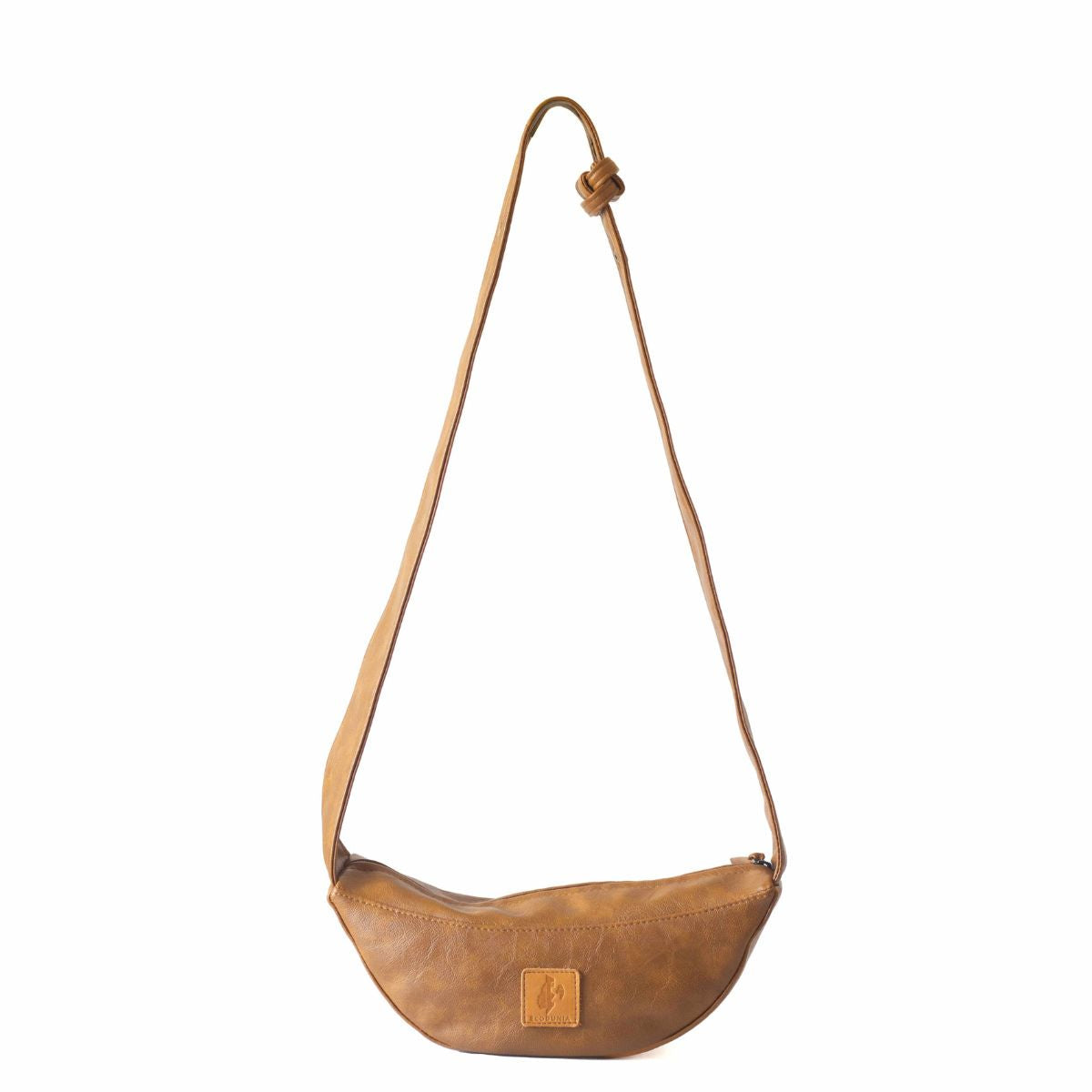 Half Moon Vegan Leather Crossbody Bag #color_brown