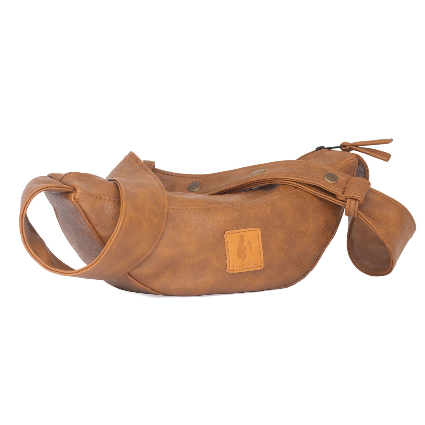 Half Moon Vegan Leather Crossbody Bag #color_brown