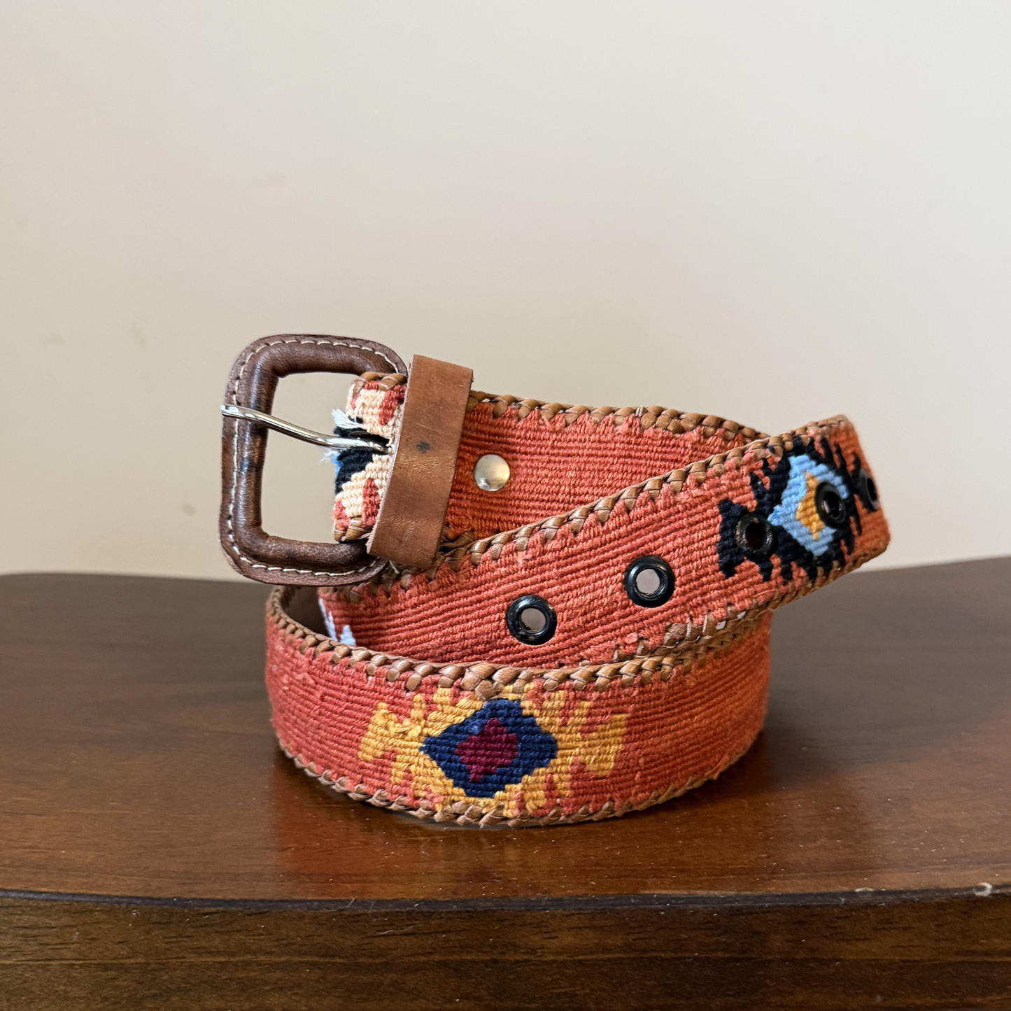 Burnt Orange Handwoven Guatemalan Whip-Stitched Belt