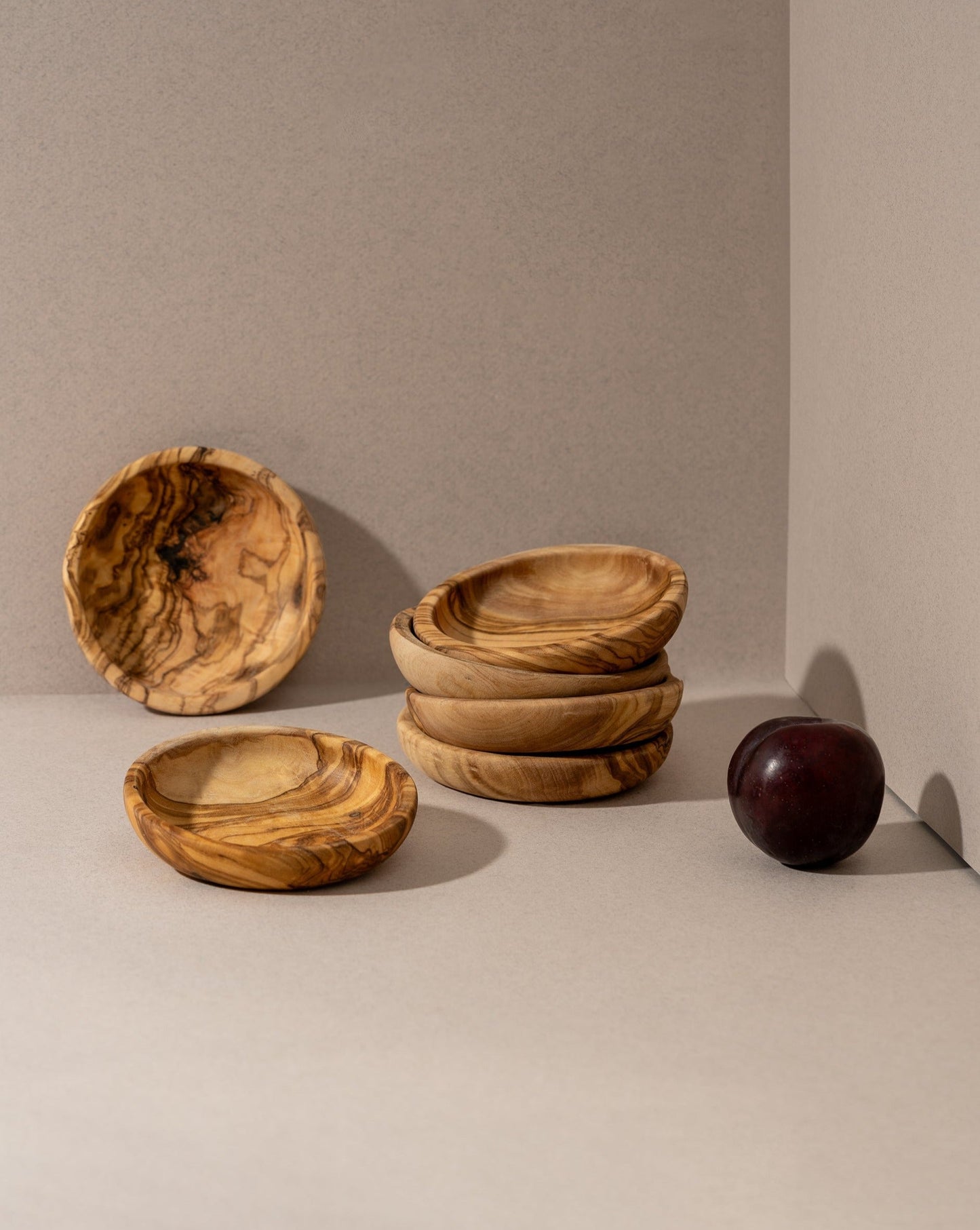 Natural Olive Wood Ramkin - Set of 6