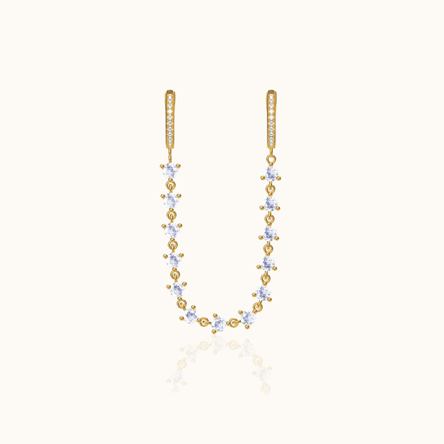 CZ Chain Double Hoop Earrings