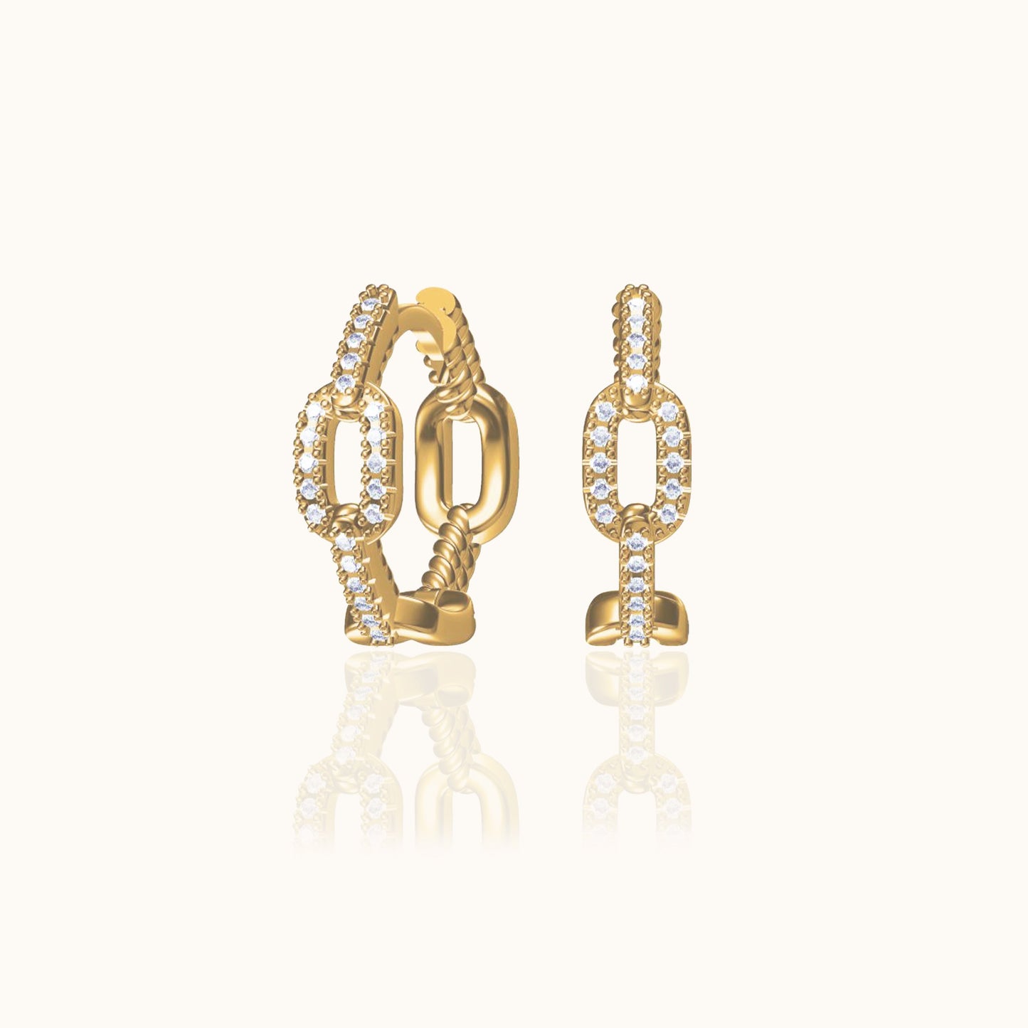 CZ Linked Chain Hoop Earrings