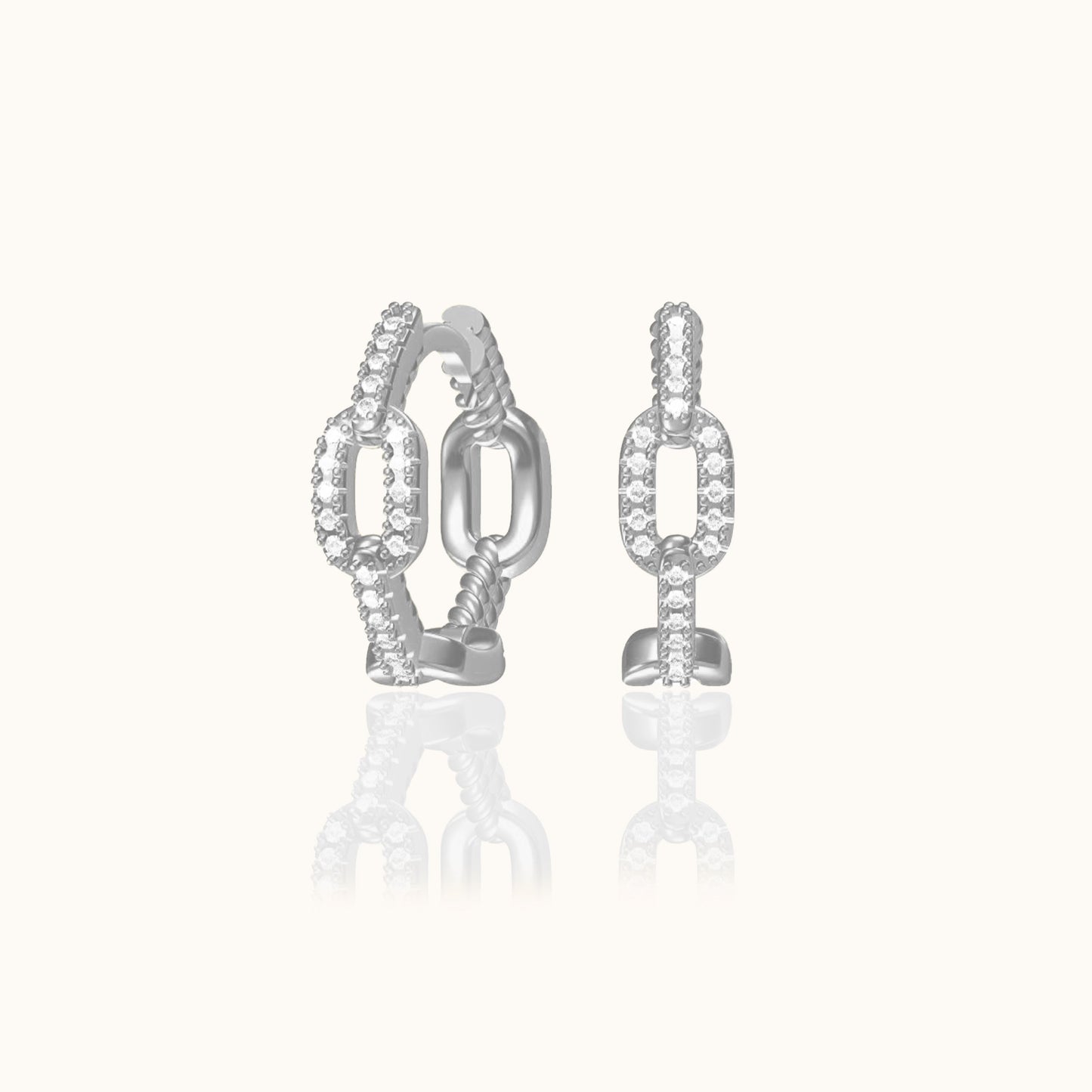 CZ Linked Chain Hoop Earrings