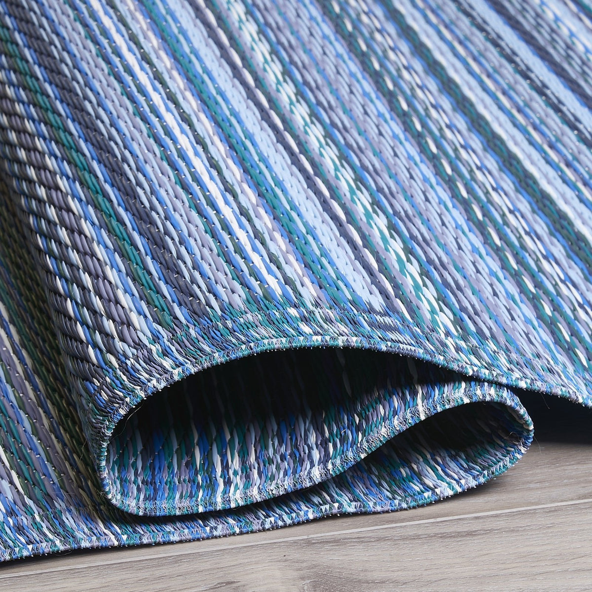 Cancun - Indigo Striped Outdoor Rug for Patio