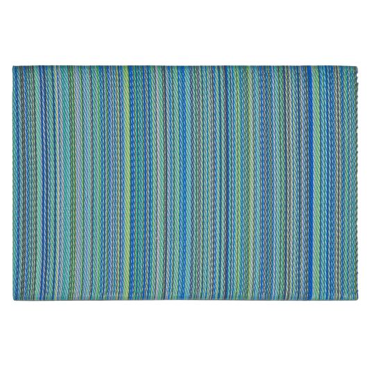 Cancun Turquoise & Moss Green Outdoor Doormat - 24" x 36" Non-Slip, Recycled Plastic