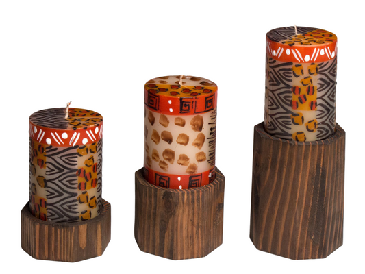 Dual Candle Holders for Pillars & Tapers - Dark Wood