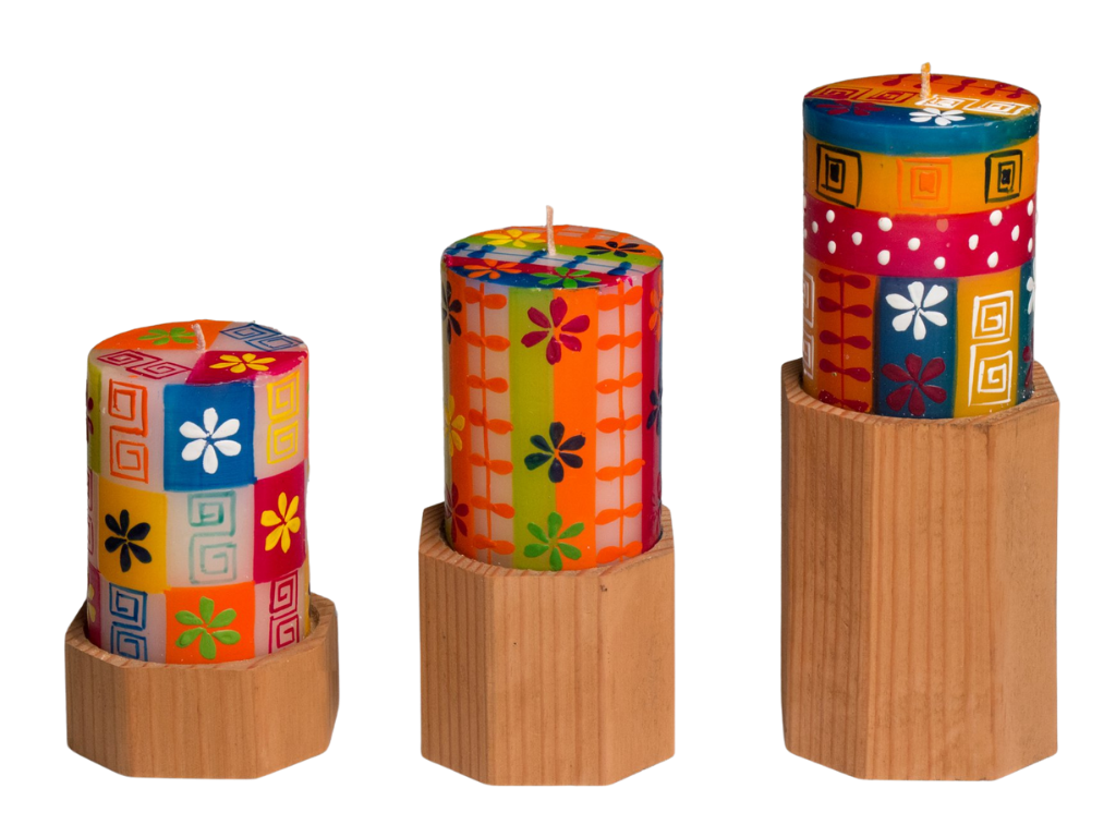 Dual Candle Holders for Pillars & Tapers - Golden Wood