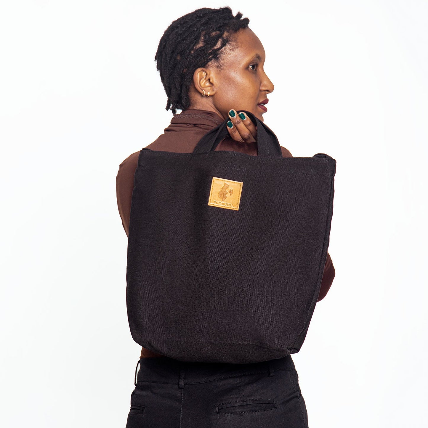 Canvas Carry-All Crossbody Bag for Men & Women | Amani #color_black