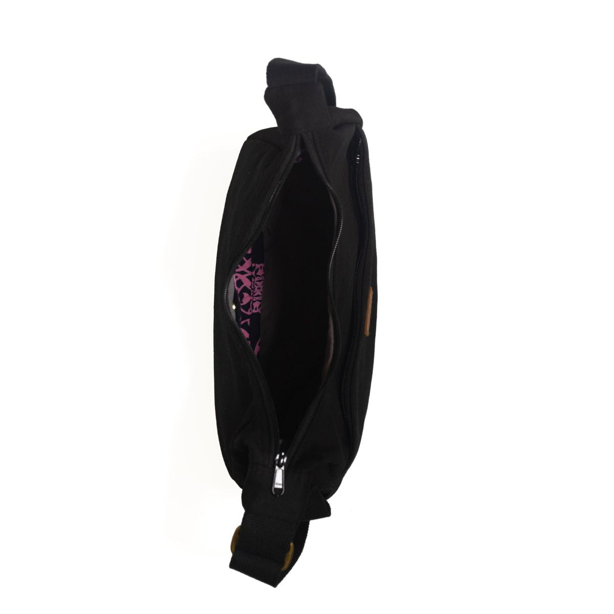 Crossbody Crescent Bag - Canvas Shoulder Bag for Women #color_black