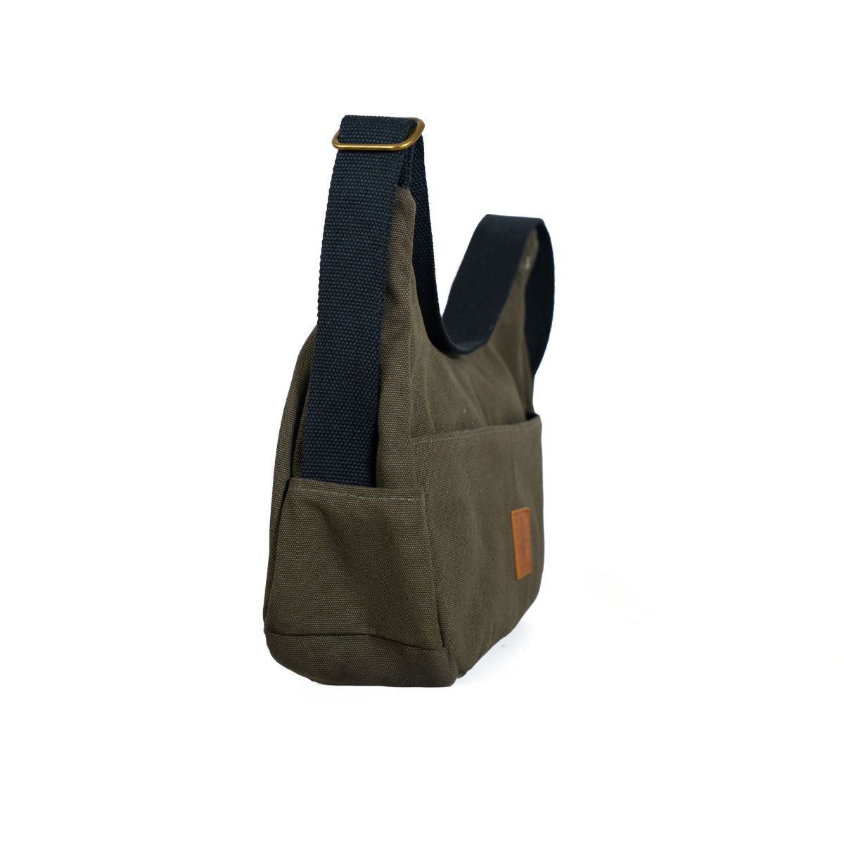 Green Canvas Shoulder Crescent Bag #color_green