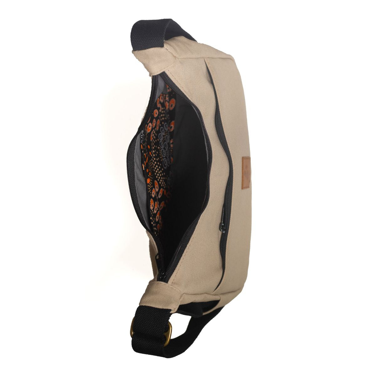 Crossbody Crescent Bag - Canvas Shoulder Bag for Women #color_sand-white