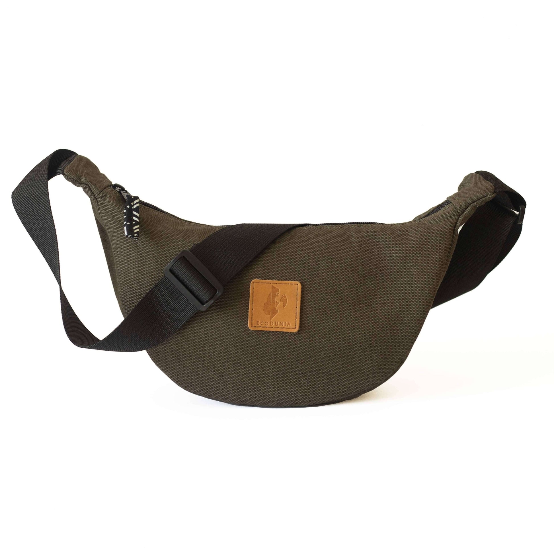 Canvas Forest Green Round Mini Shoulder Bag #color_green