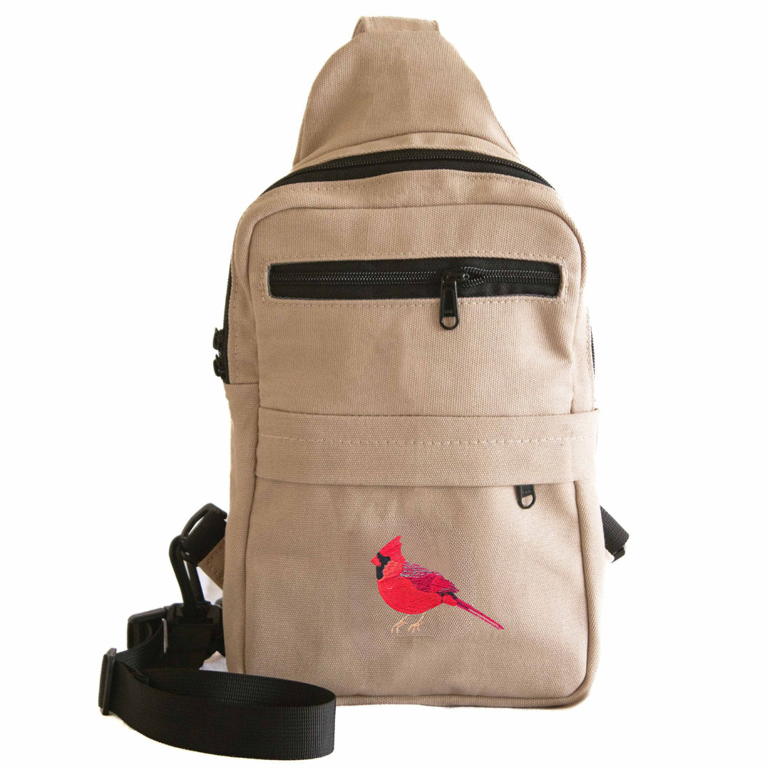 Cardinal Umoja sand white canvas crossbody sling bag #color_sand-white