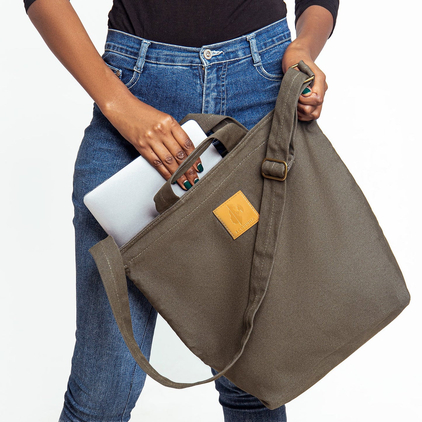 Canvas Carry-All Crossbody Bag for Men & Women | Amani #color_jungle-green
