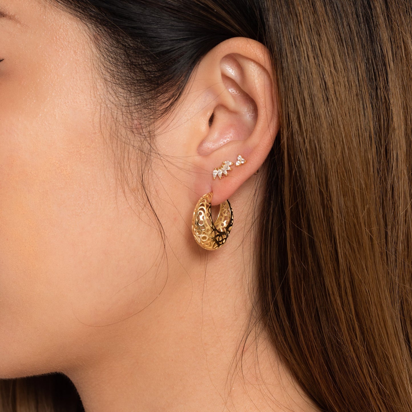 Hollow Carved Chunky Hoops