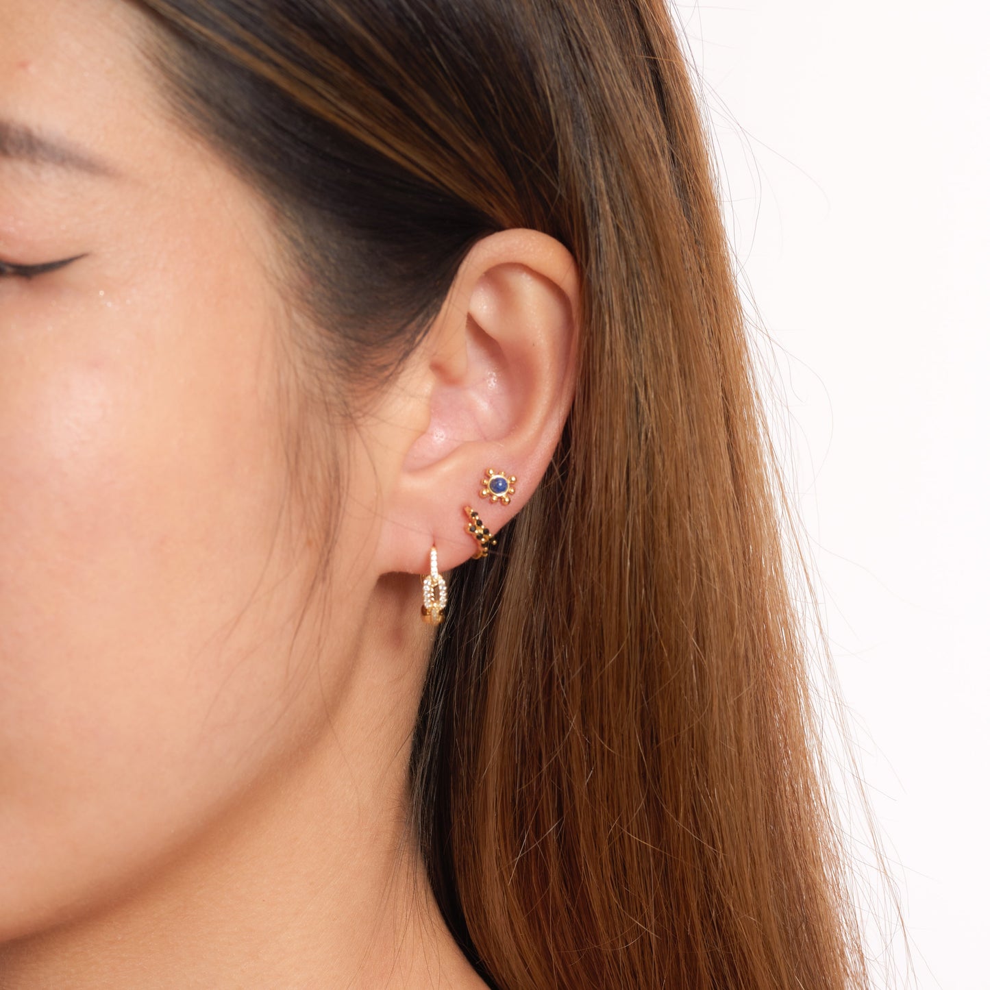 CZ Linked Chain Hoop Earrings