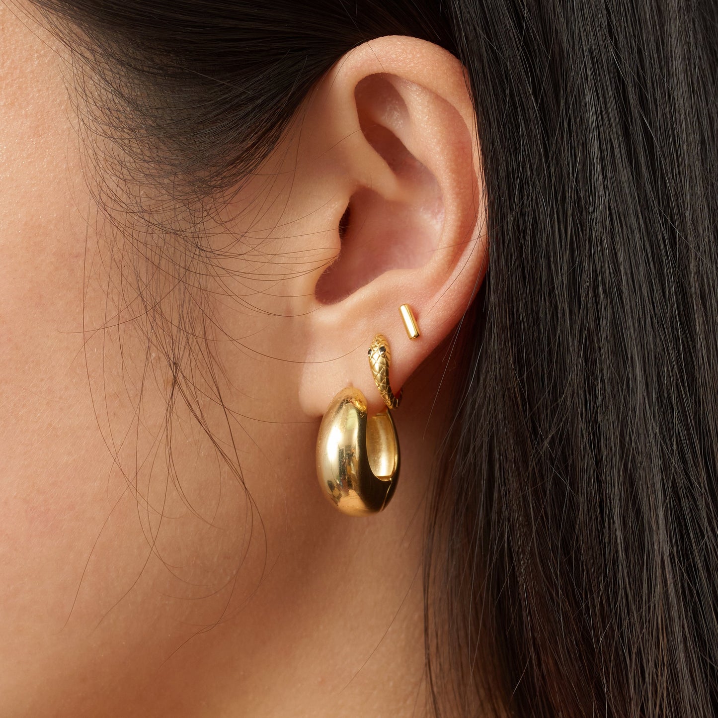 Snake Huggie Hoop Earrings