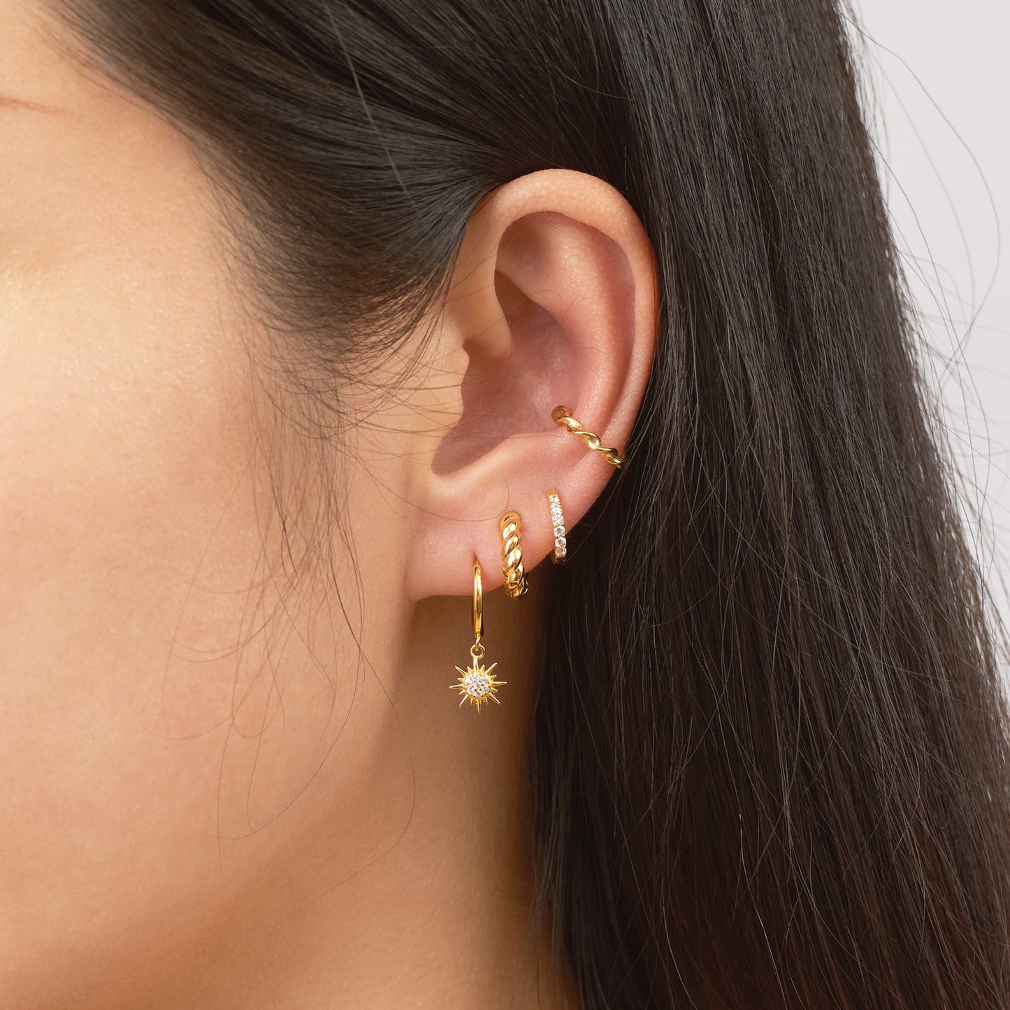 Dainty White Zircon Huggie Hoops
