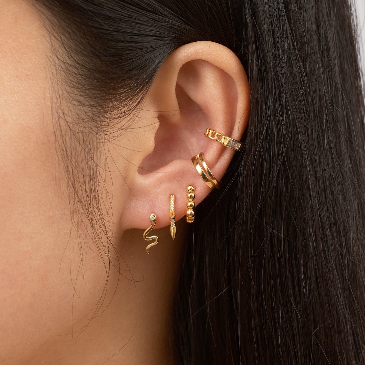 Single Green CZ Ear Cuff