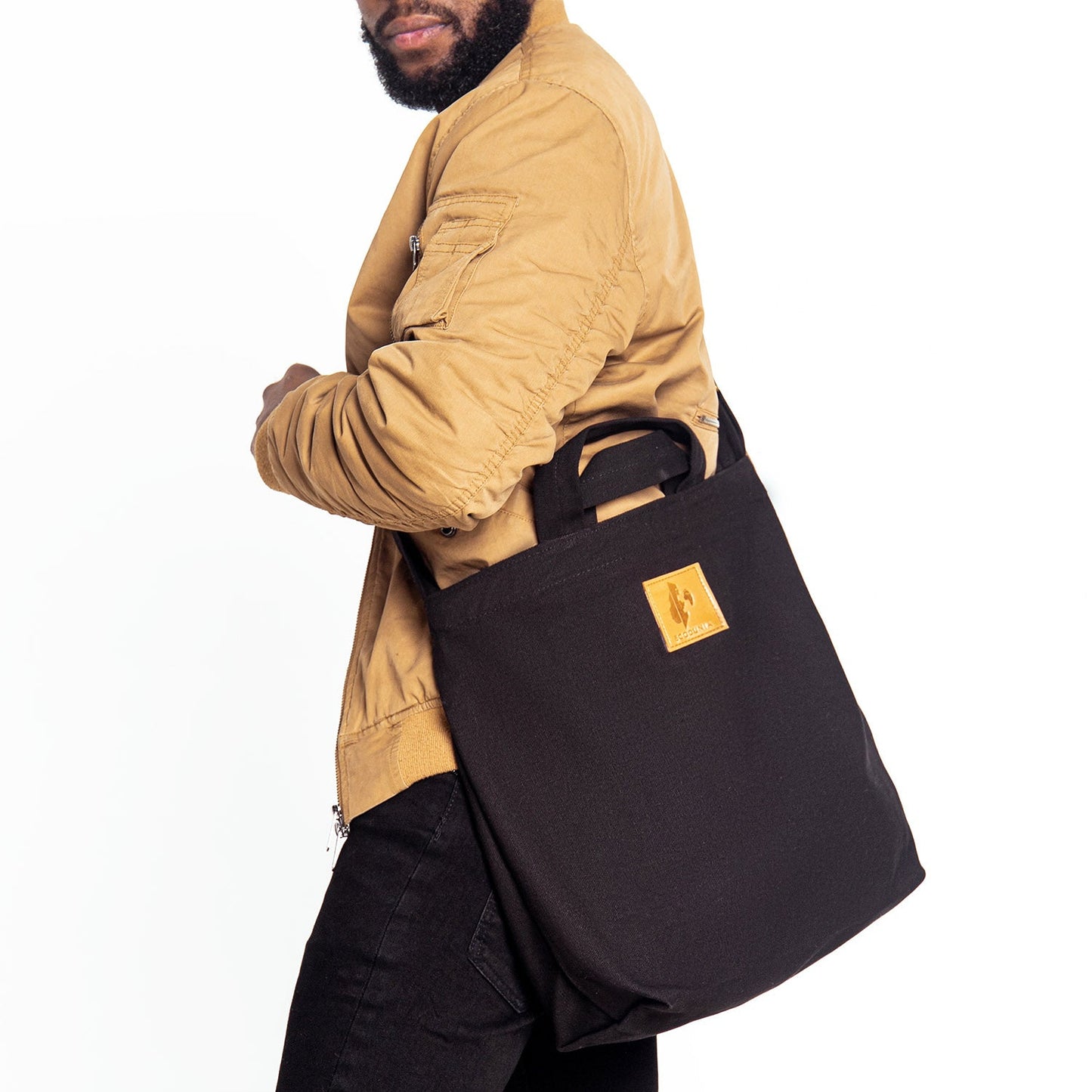 Canvas Carry-All Crossbody Bag for Men & Women | Amani #color_black