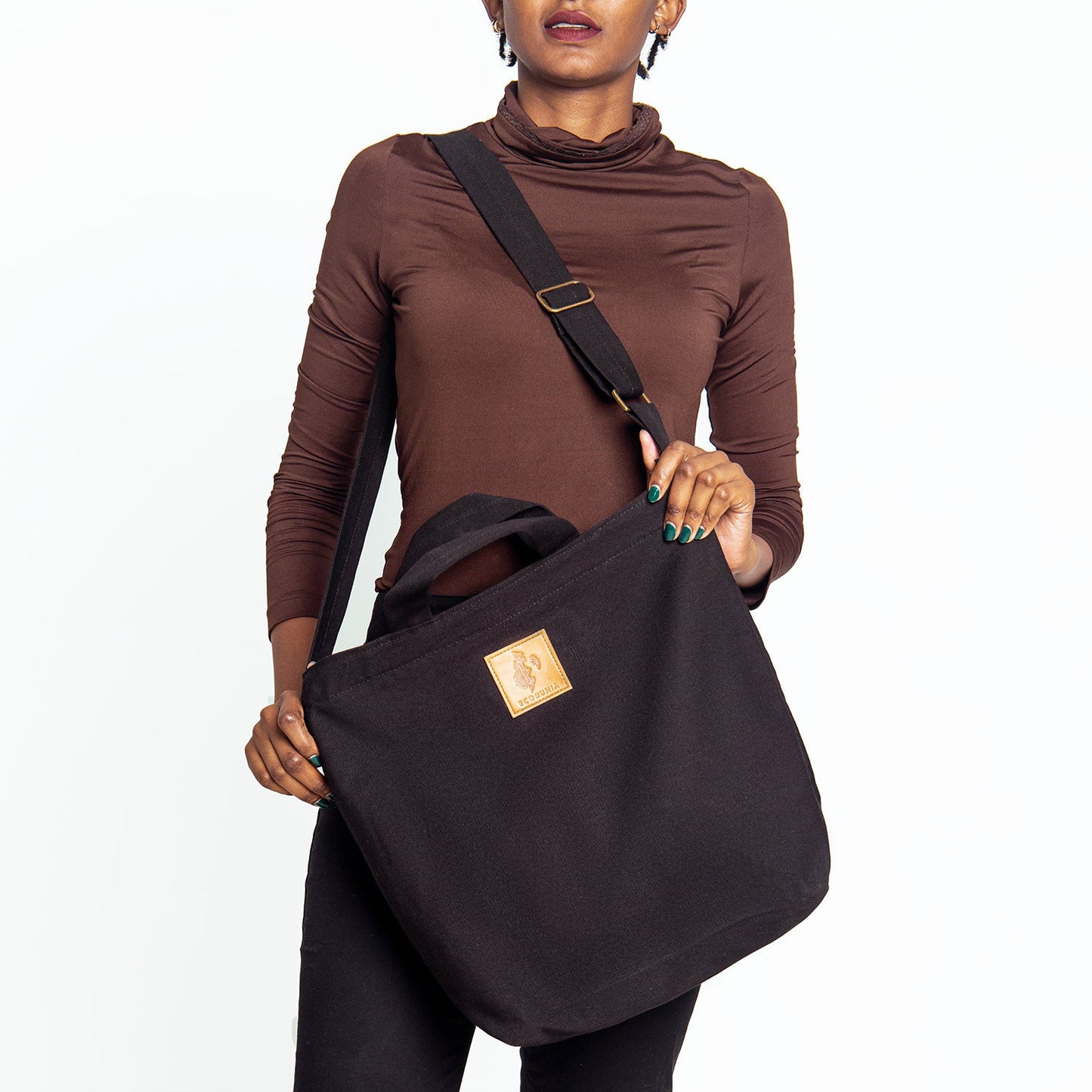 Canvas Carry-All Crossbody Bag for Men & Women | Amani #color_black