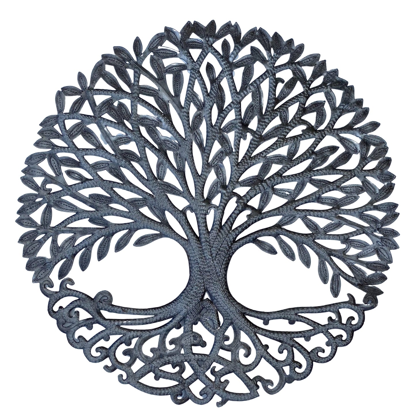 Celtic Trinity Knot Inspired Tree of Life Wall Art, 23 Inches, Metal Hanging, Family, Indoor Outdoor, Handmade in Haiti Recycled Barrels