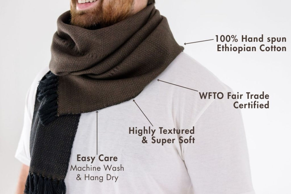 Chala scarf in cacao with key features