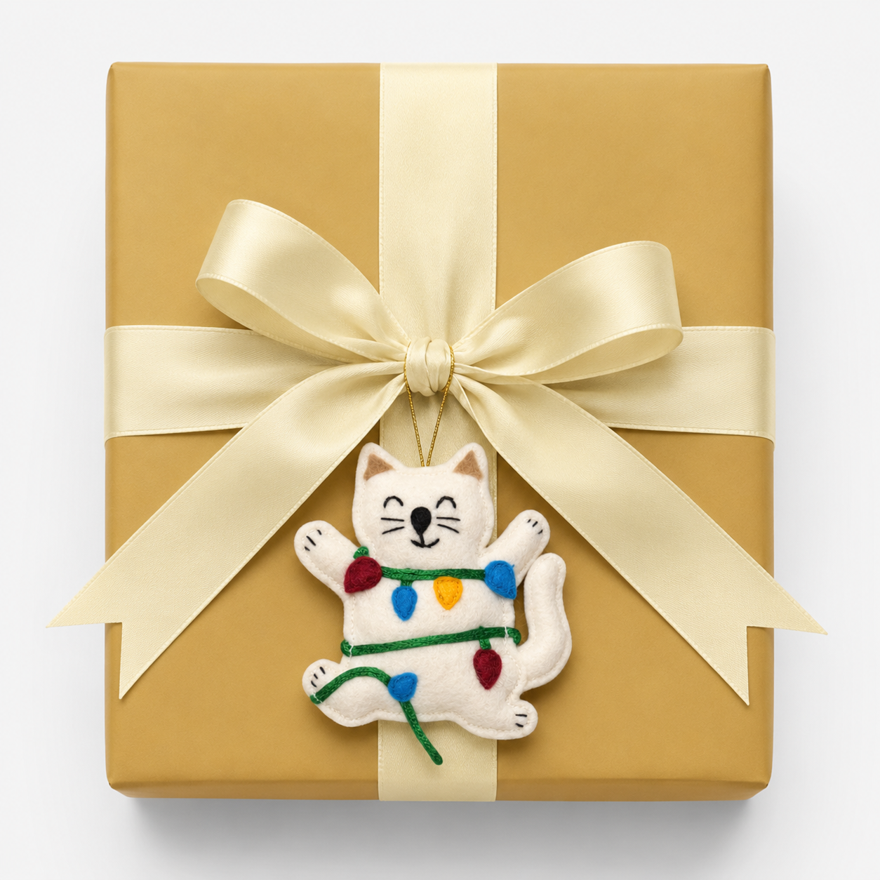 Tangled in Lights Cat Ornament