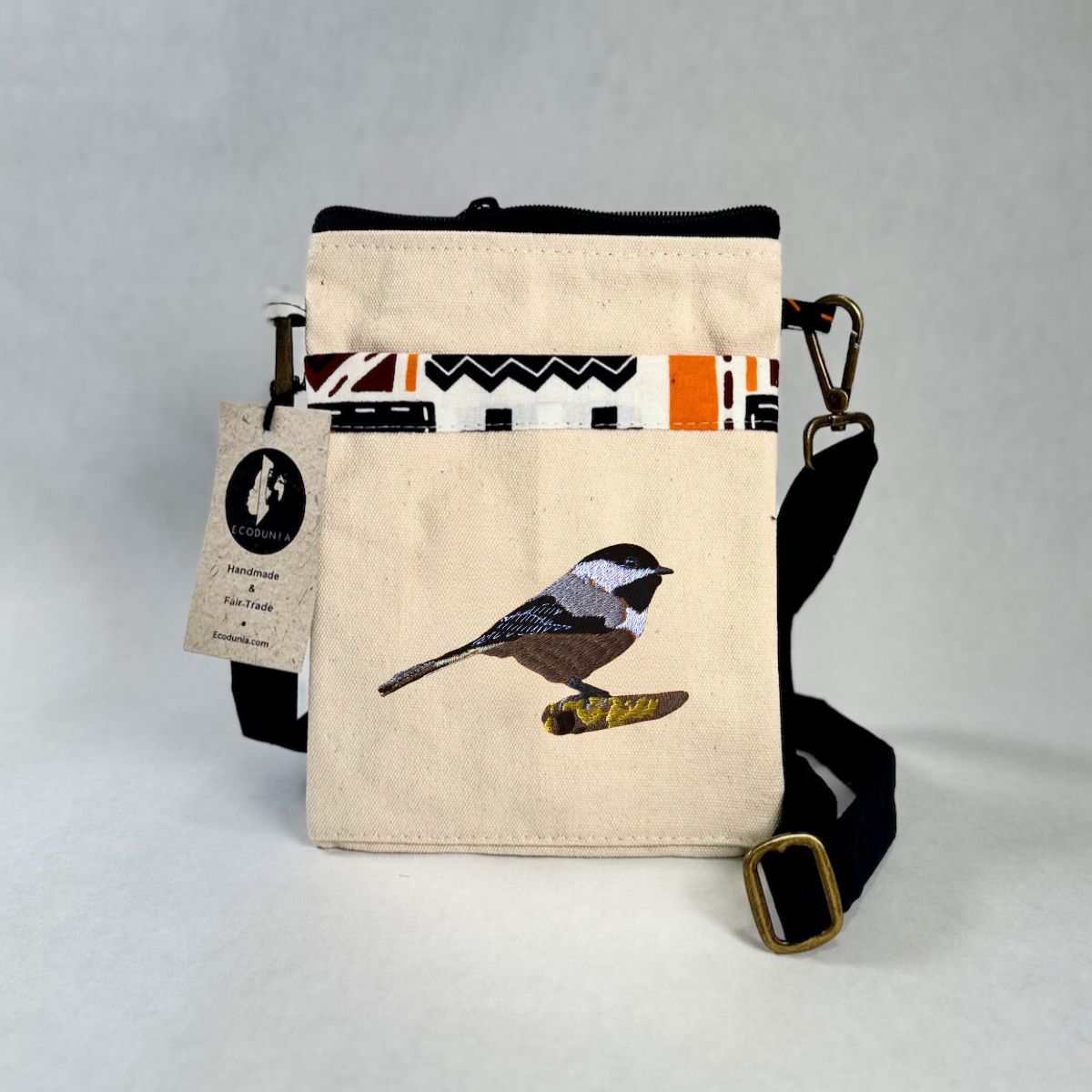 Chickadee Embroidered Canvas Crossbody Bag | Essentials