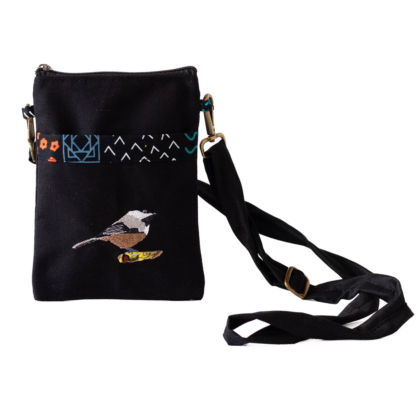 Chickadee Embroidered Canvas Crossbody Bag | Essentials