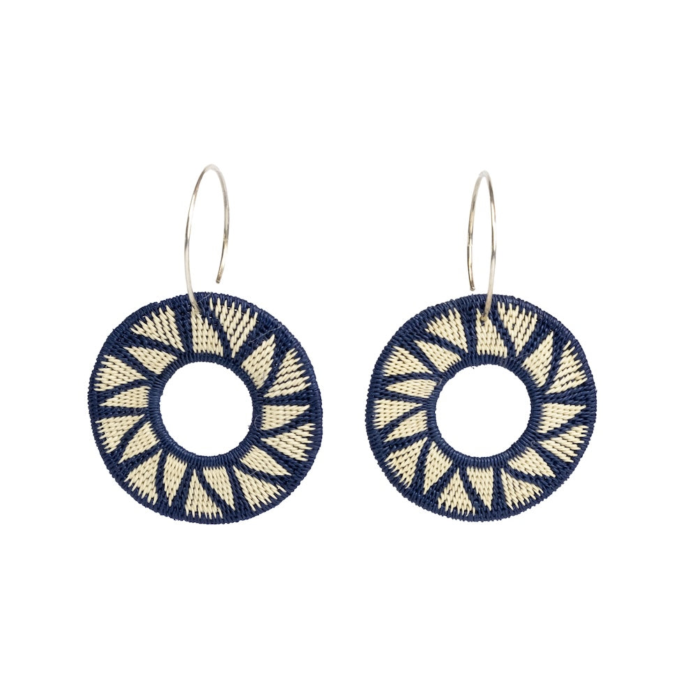 Navy Round Earrings-TAVWE
