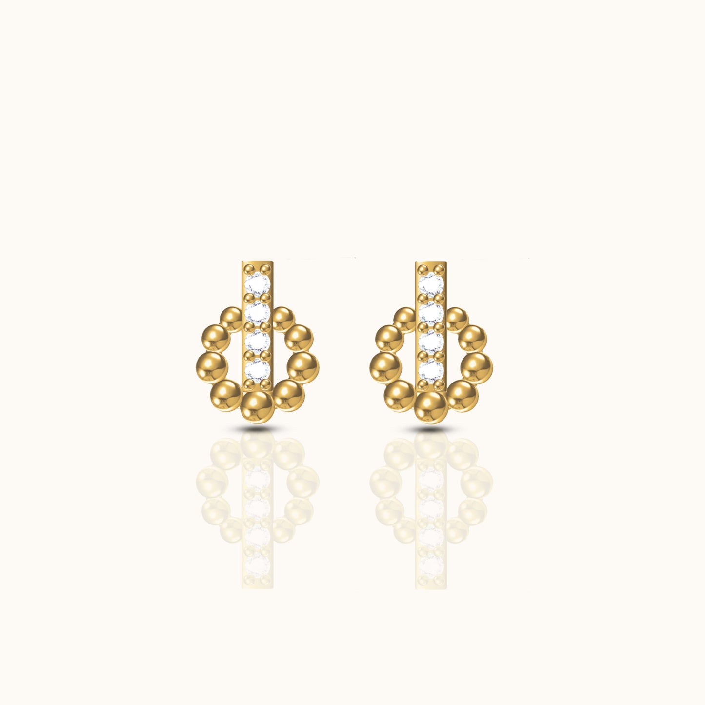 Circle and Bar Stud Earrings