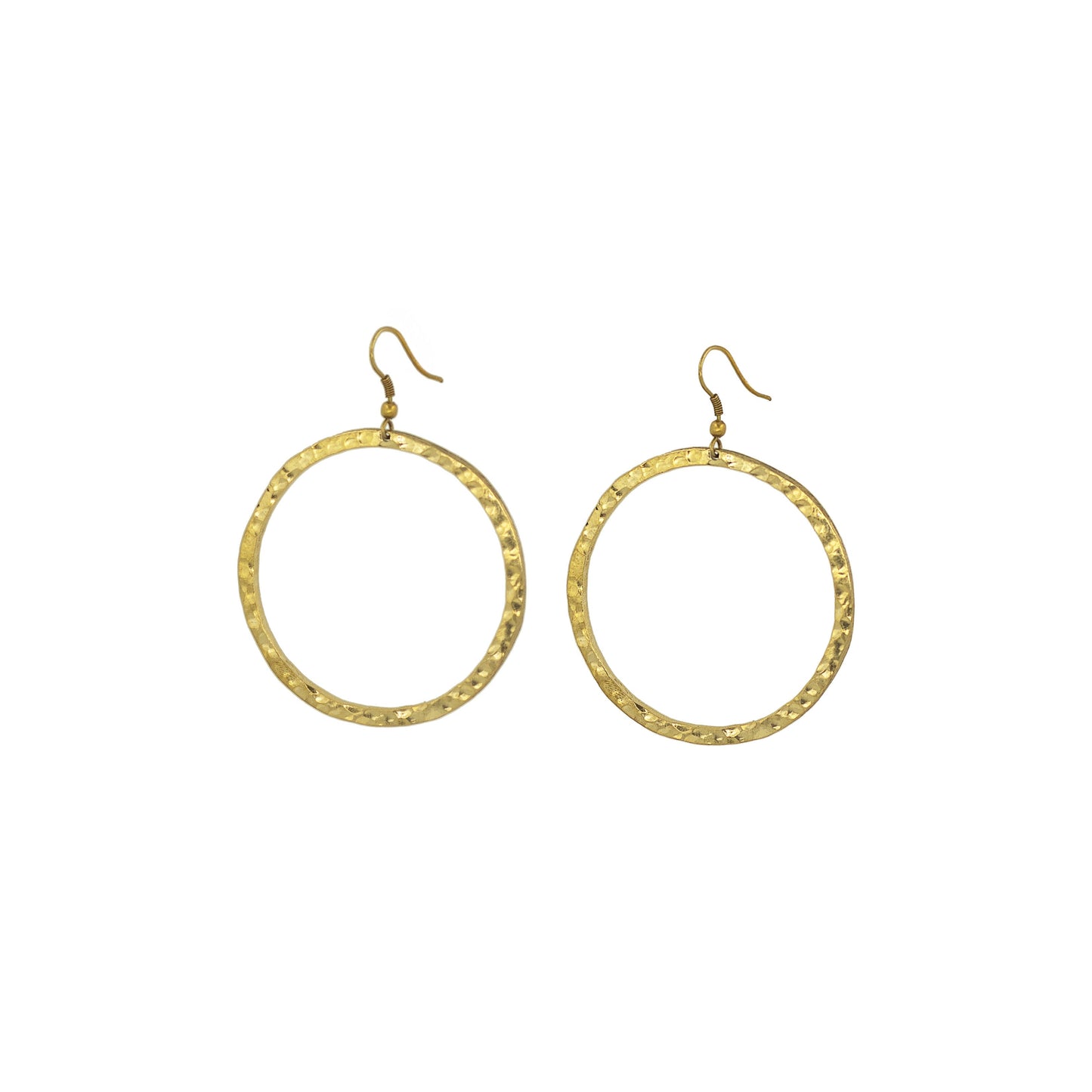 Circle Hoop Brass Earrings for Women | Sura #design_hammered
