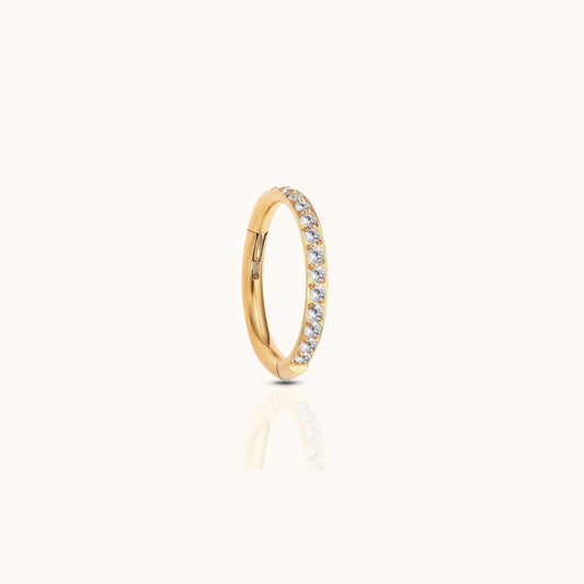 Classic CZ Clicker 6mm Titanium PVD Gold Hinged Nap Hoop Earring