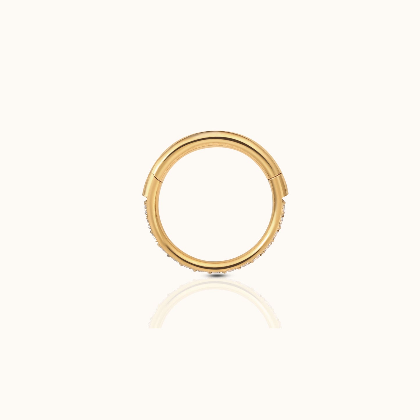 Classic CZ Clicker 6mm Titanium PVD Gold Hinged Nap Hoop Earring