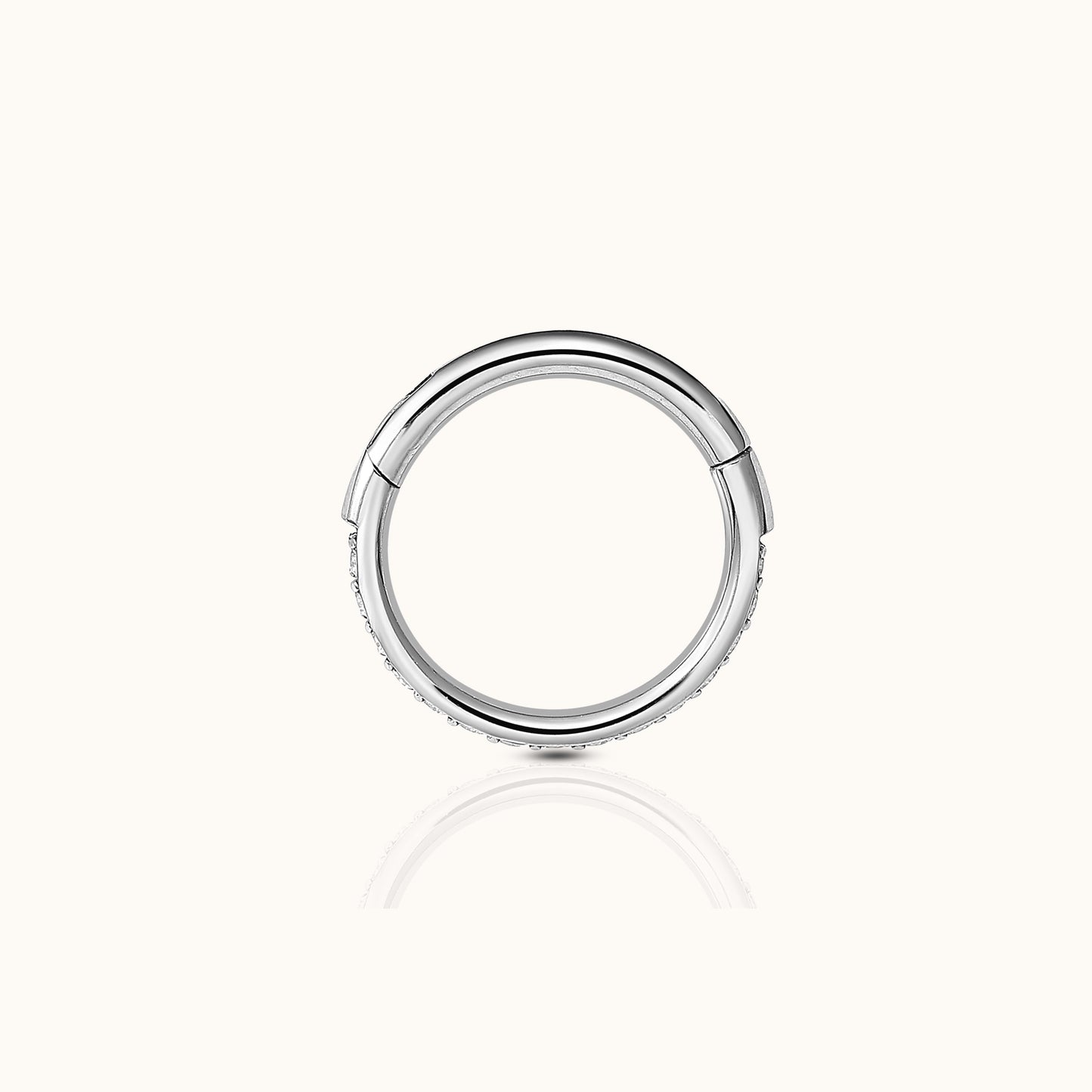Classic CZ Clicker 8mm Titanium Hinged Hoop Earring