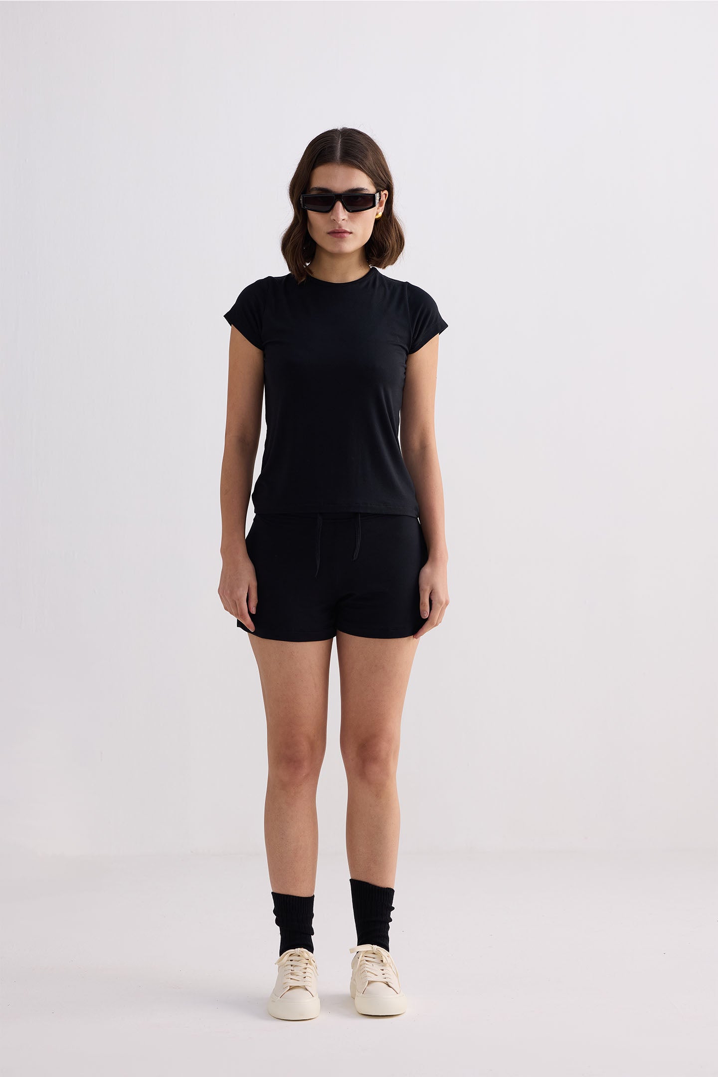 Essential Short Sleeve Tee in Black Front
