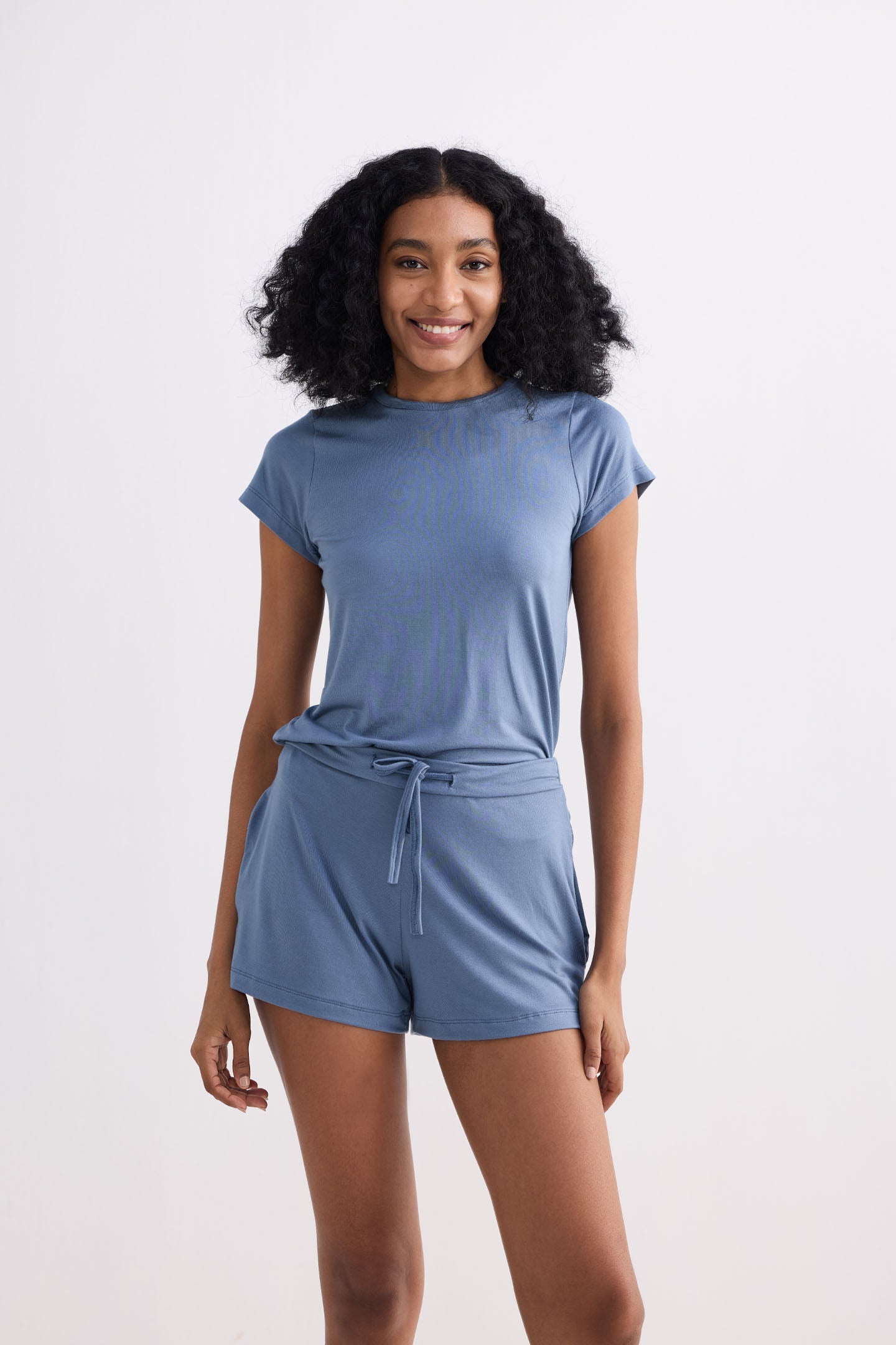 Essential Short Sleeve Tee in Blue Front