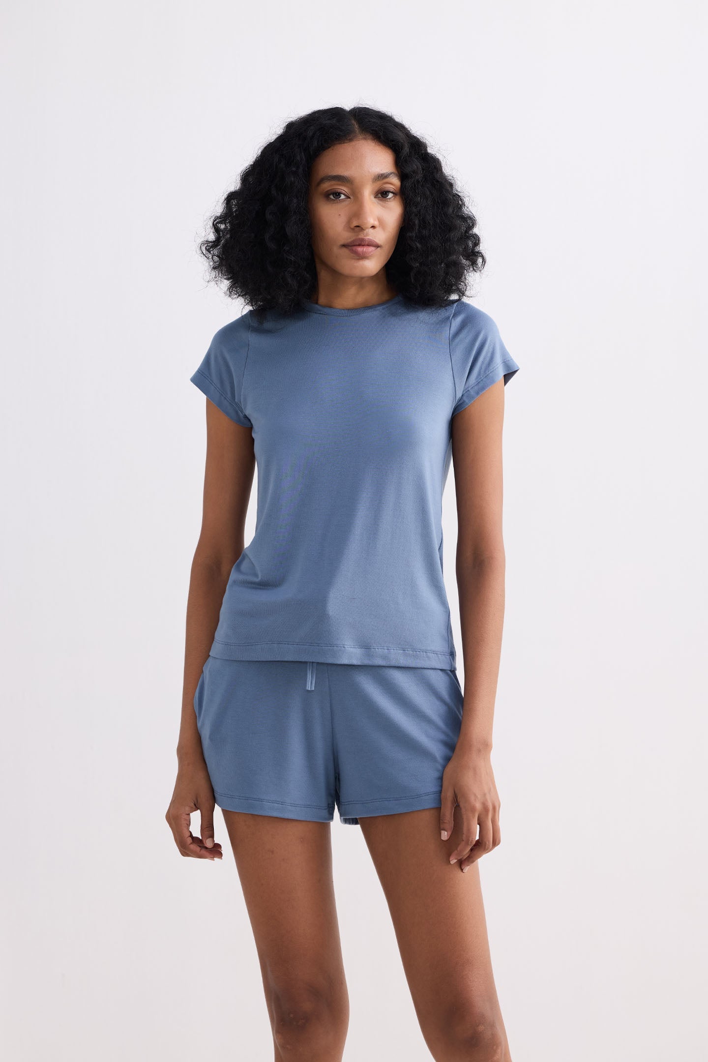 Essential Short Sleeve Tee in Blue Front