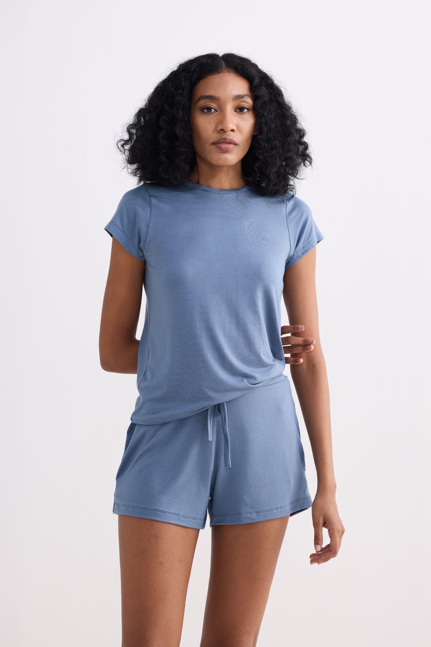 Essential Short Sleeve Tee in Blue Front