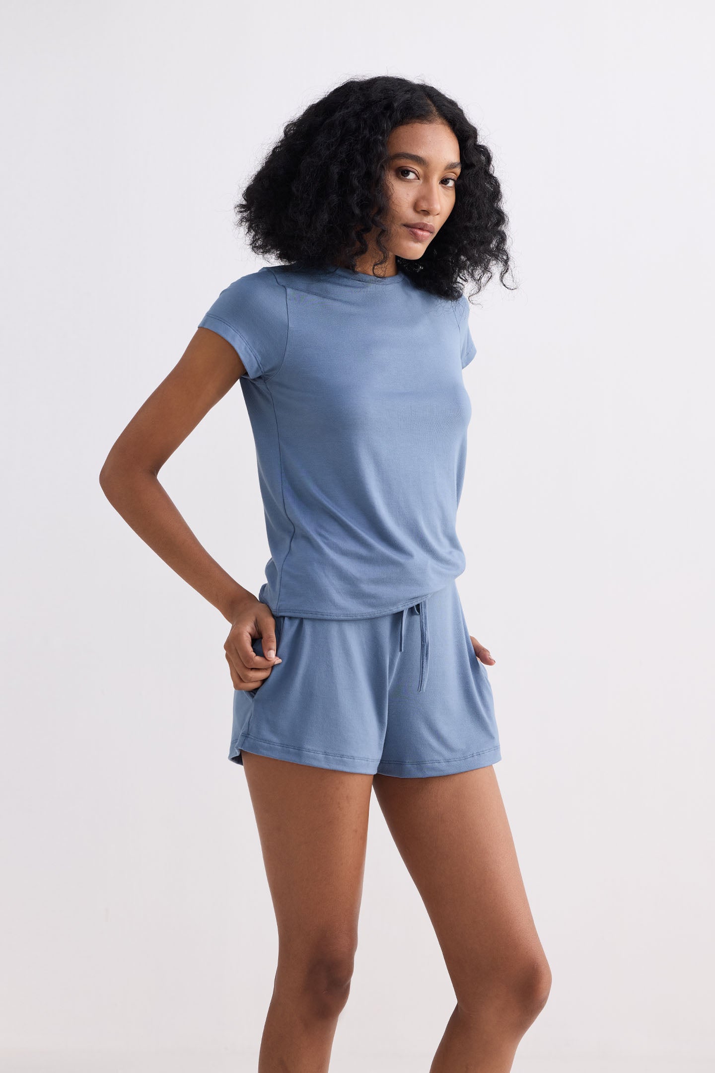 Essential Short Sleeve Tee in Blue Side