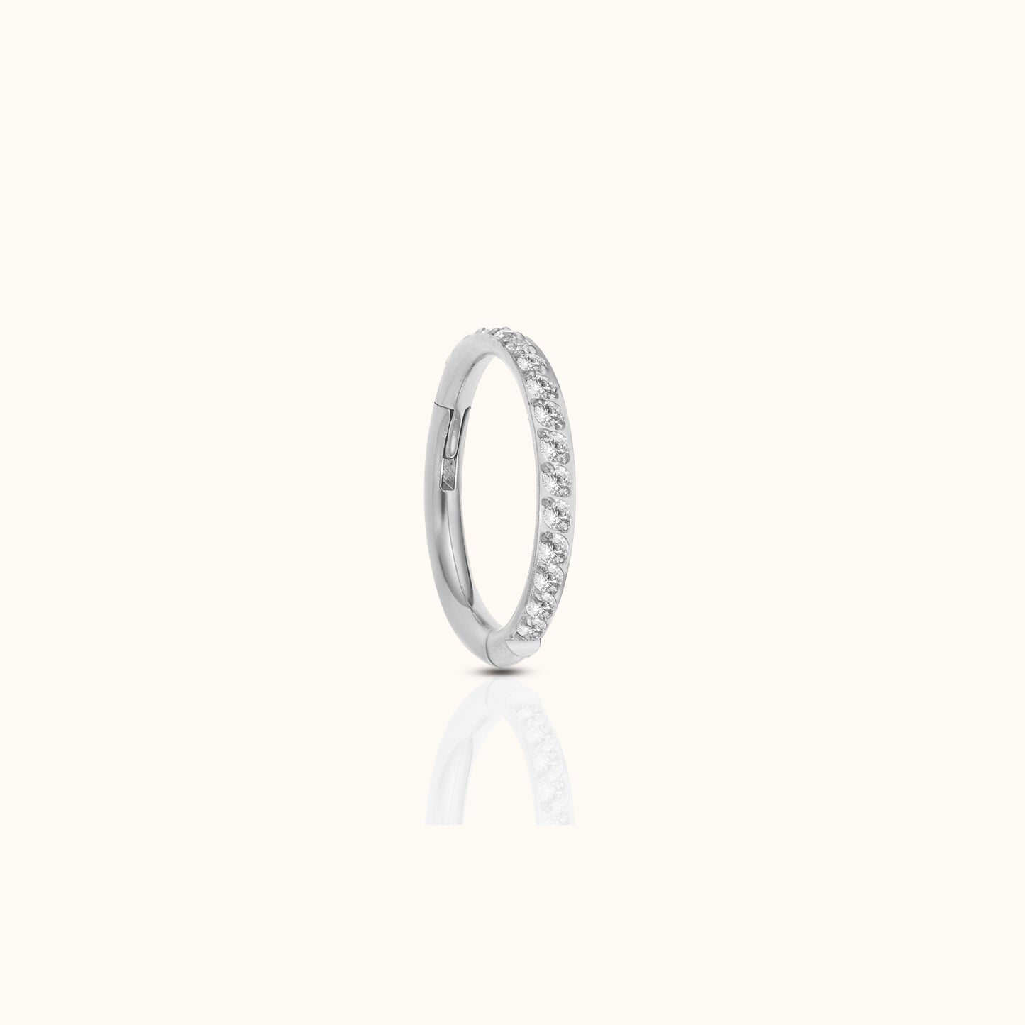 Classic CZ Clicker 6mm Titanium Hinged Hoop Earring