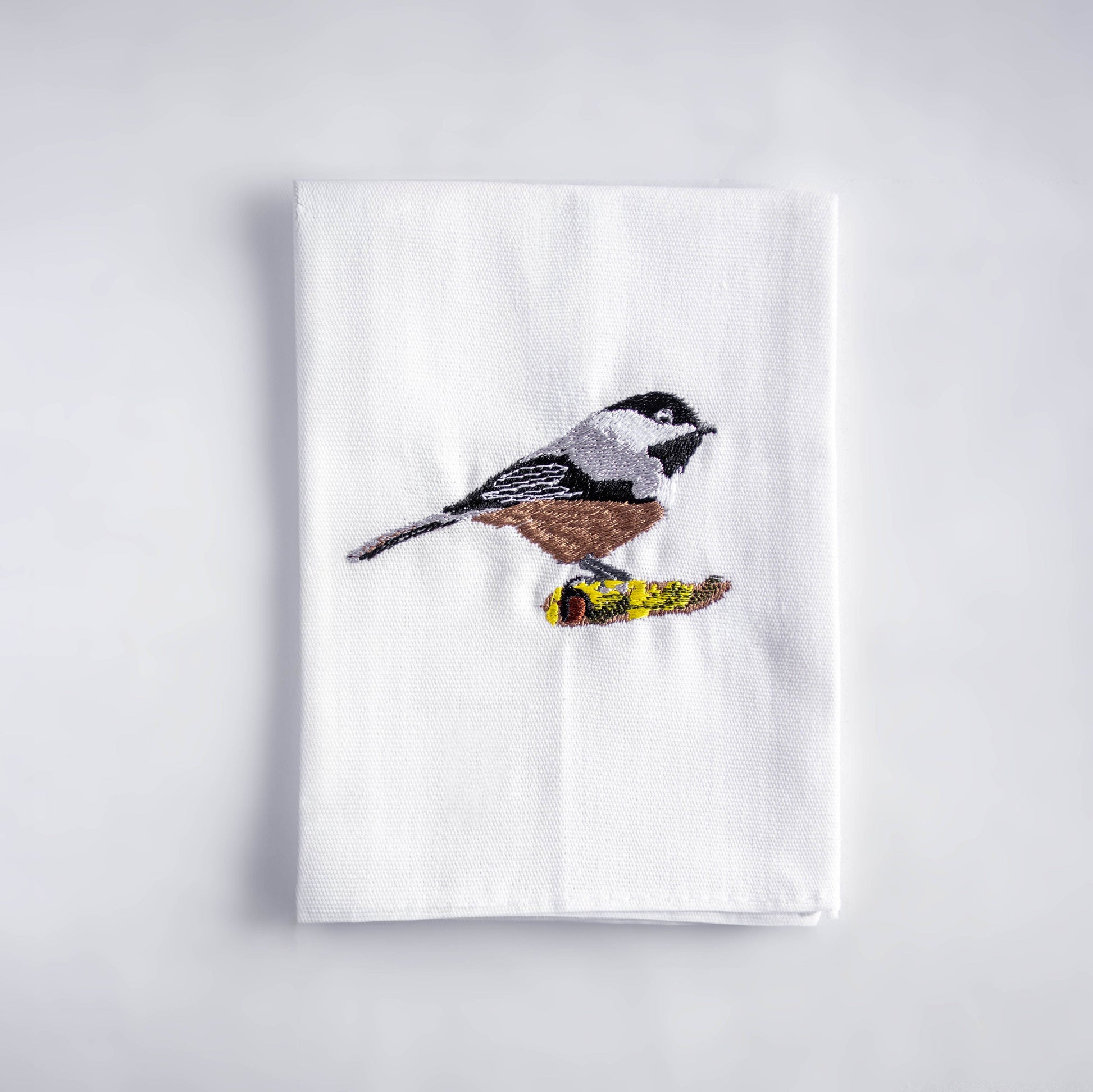Bird embroidered cotton cloth napkin handmade detail