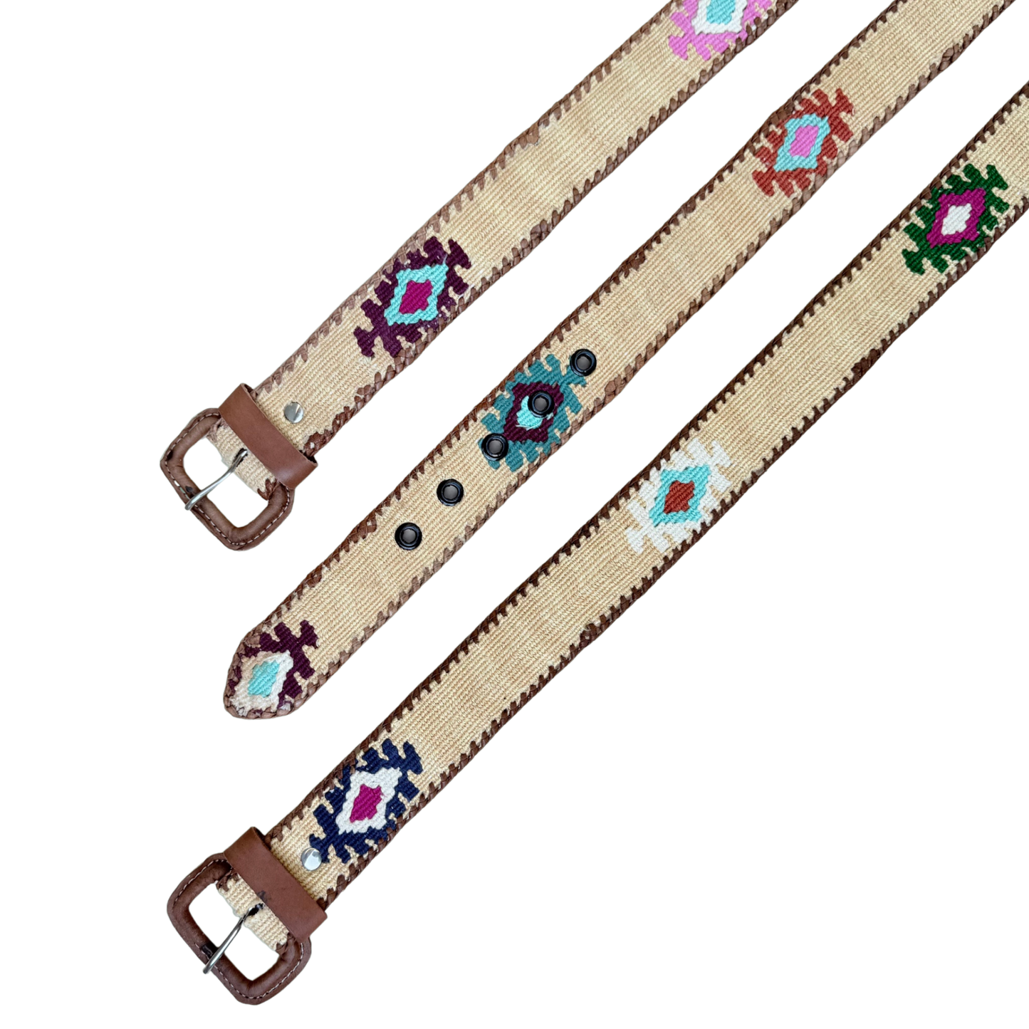 Cream Handwoven Guatemalan Whip-Stitched Belt
