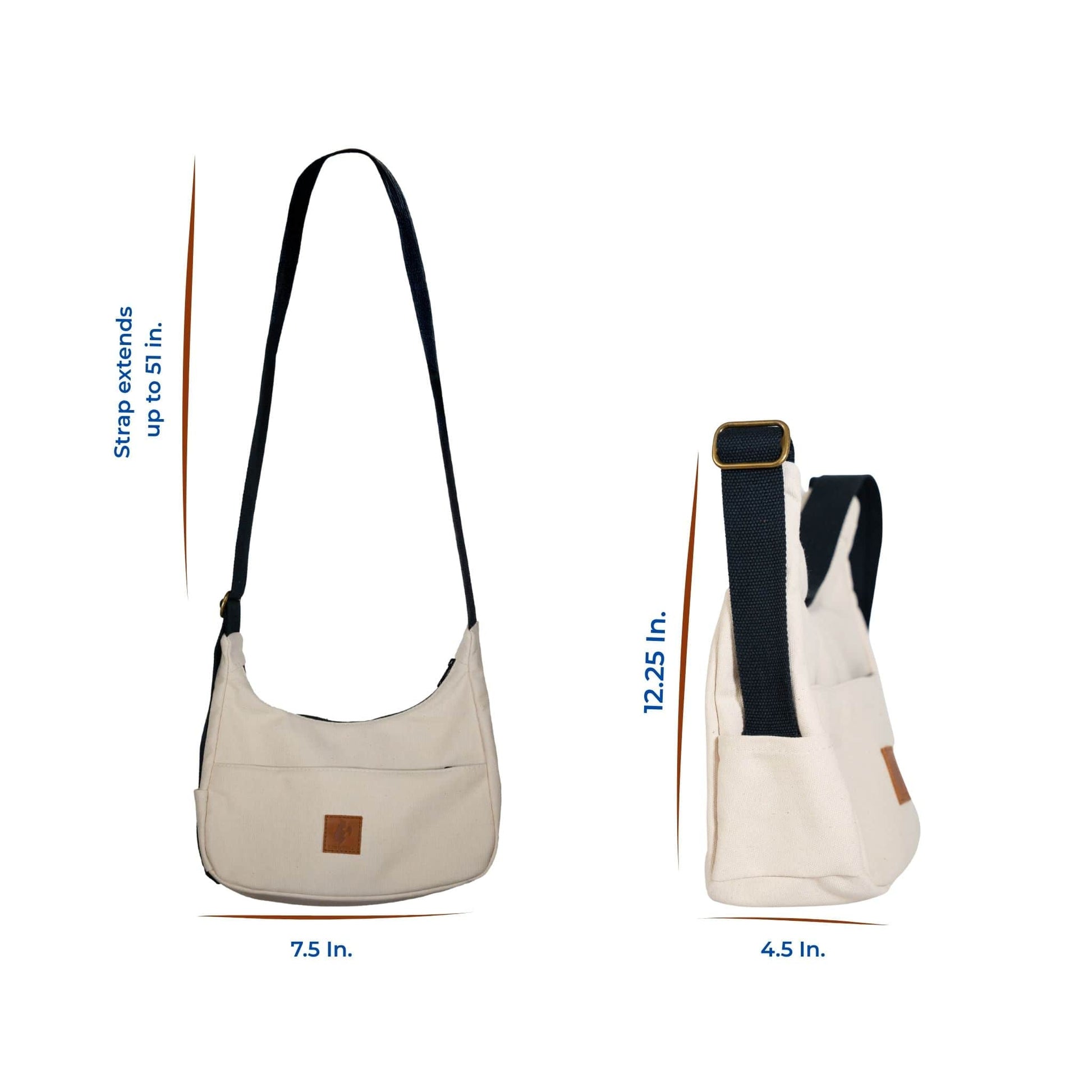 Crossbody Crescent Bag - Canvas Shoulder Bag for Women #color_natural