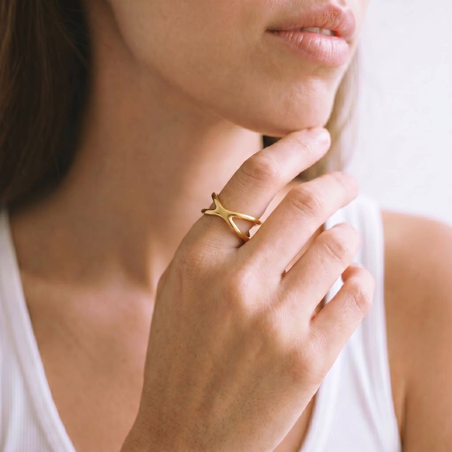 Brass Crisscross Crossover Ring | Adili Ecodunia