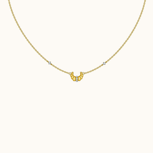Croissant Dainty CZ Dome Pendant Necklace