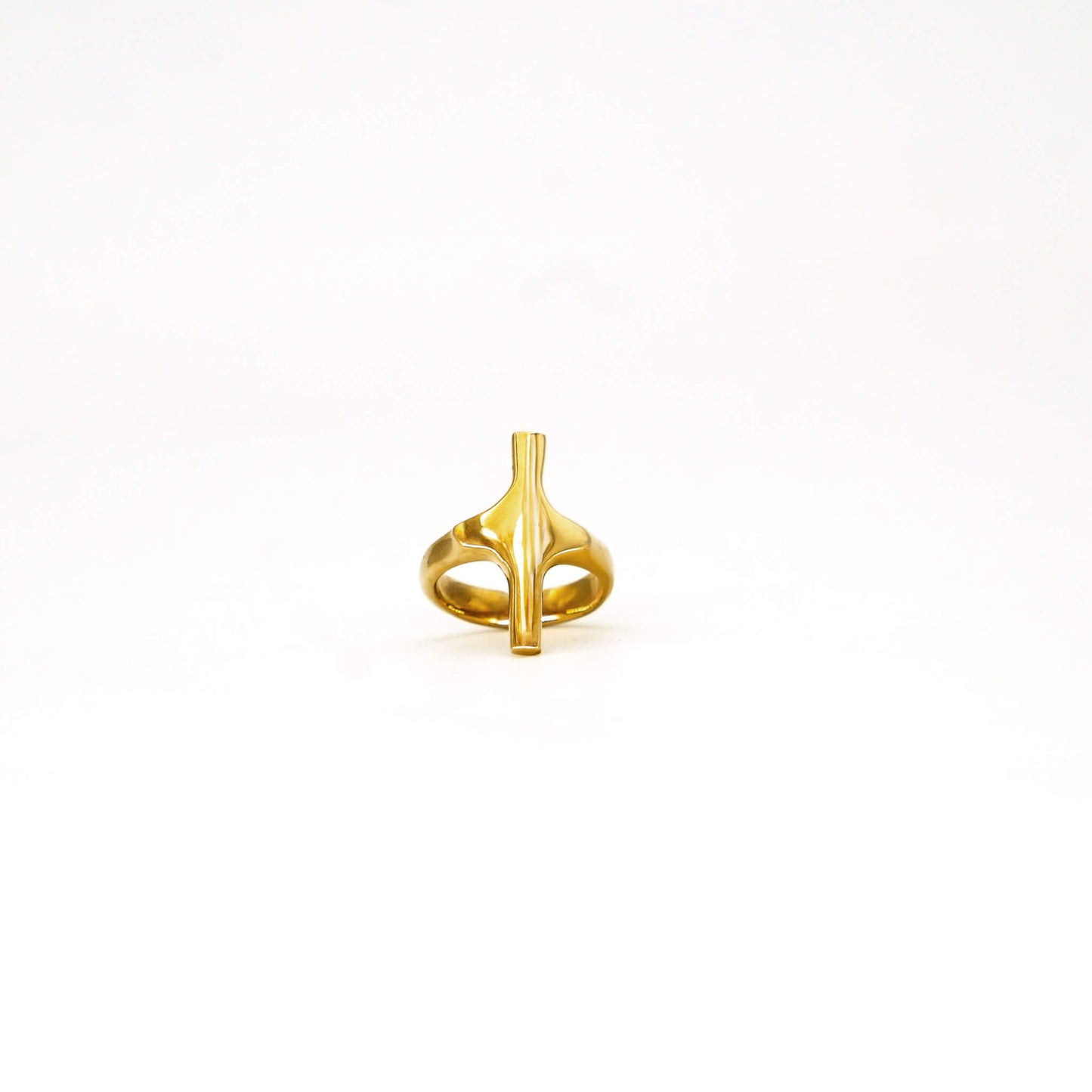 Unique Brass Cross Ring - Handcrafted Unisex Ring