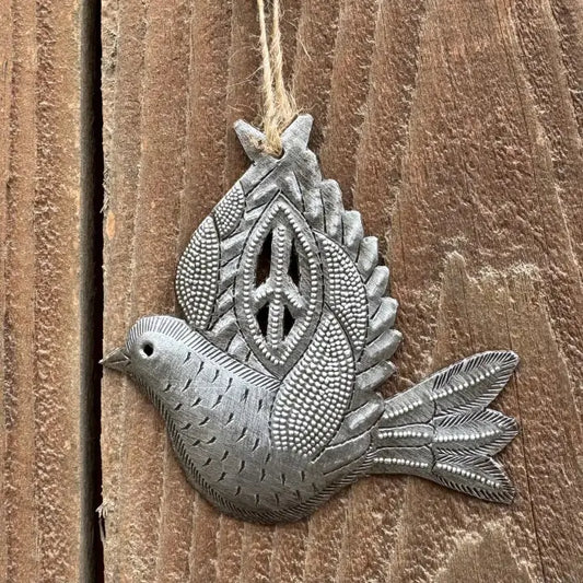 Dove of Peace, Handmade Christmas Ornament, Fair Trade 4"x4"